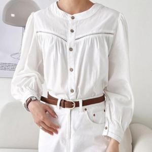 여성 셔츠 블라우스 노카라 1P 얇은 데일리 봄여름