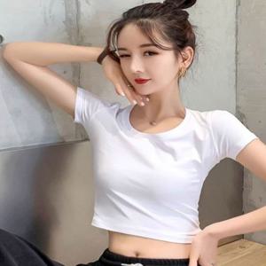 셔츠 기본 티셔츠 화이트 여름반팔 슬림핏 여성 빅사이즈 크롭티 여성티셔츠