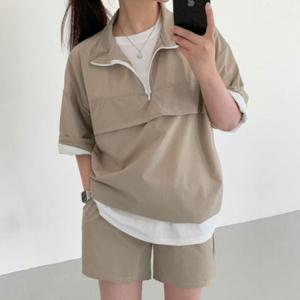 반집업반팔 반티 셋업 졸사 데님 세트 사색 81-D 오오티디 노브라티셔츠