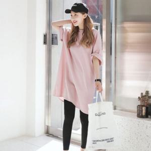 핑크티셔츠 노브라티셔츠 졸사 파스텔 루즈핏 사색 오오티디 35-B 반팔티