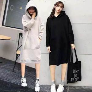 롱원피스 후드 기모 기모후드 겨울 겨울 후드기모 후드티 무지 무지 롱후드원피스