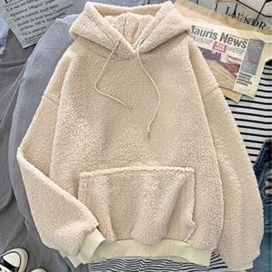 무지 박시핏 디자인 여성 귀여운 양털 후드 티셔츠 데일리룩 리복 패션 맨투맨 루즈핏