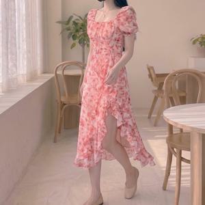 핑크 플라워 퍼프 원피스 DA-1008074