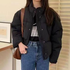 데일리 오버핏 블랙 숏패딩 따뜻 캐주얼 겨울 아우터