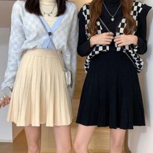 여성 허리 밴딩 플리즈 주름 코디 패션 미니 스커트 여자 치마 꽃무늬 하이 웨스트 쉬폰
