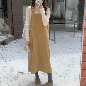 코듀로이 멜빵 원피스 스커트 치마 골덴 데일리 캐주얼 오버롤 루즈핏