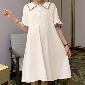여자 디자인한 넉넉 핏 인부복 퍼프 원피스 77 사이즈 임산부 임부복 귀여운 반팔 여름