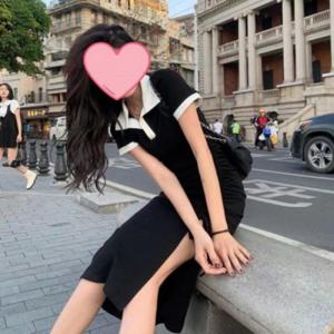 포인트 카라 원피스 배색 반팔 옆셔링 인기 추천