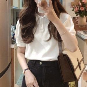 크롭티 데일리 카라 티셔츠 여자 여름 여자반팔면티 반팔 모던 여자반팔티