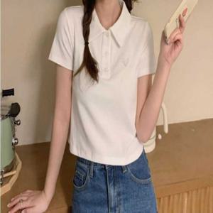 데일리 데일리티 여성 크롭티 학생티셔츠 반팔티셔츠 반팔티 여름 카라