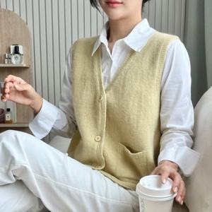 베이직 데일리 여성 베스트 니트 조끼 포켓 기본