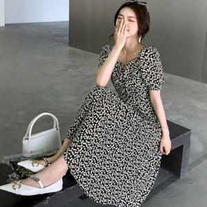 어깨 허리 트임 여름 스커트원피스 여자 반팔 원피스 앵두 치마원피스