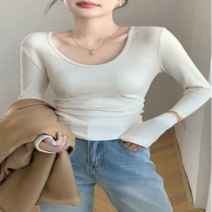 토톰 쭉티 긴팔티셔츠 무지 가을티셔츠 유넥티셔츠 셔링 여성 기본티셔츠