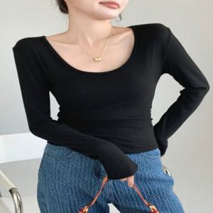 여성 베이직무드 유넥티셔츠 가을티셔츠 라운드티셔츠 슬림 쭉티 긴팔티셔츠