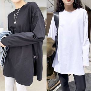 롱티 여성 여성맨투맨티셔츠 기본 노브라티 스퀘어넥티 박시 레이스나시