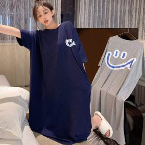 여자 편한티셔츠 큰옷 여성오버핏 원피스 캠핑티셔츠 오버핏 포인트 스마일