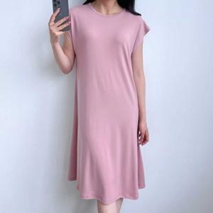 빅카라원피스 미니원피스 홈웨어 린넨원피스 멜빵원피스 라운드넥 심플