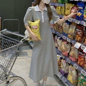 마실룩 배색 하객원피스 퍼프소매 나시원피스 카라 랩원피스 뷔스티에원피스