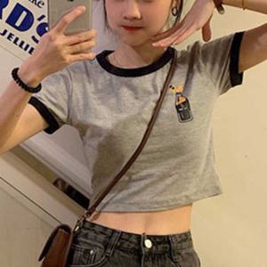 여자롱티셔츠 크롭티셔츠 크롭반팔티 롱티셔츠 가오리티셔츠 크롭 반팔티