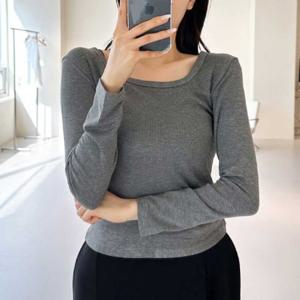 반팔크롭티 셔링 여성 박스티 긴팔 무지 기본 이너 스퀘어넥 라운드넥