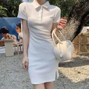 슬림핏 마담룩 반팔원피스 슬릿 홀복 클럽룩 스판원피스 여성 미니
