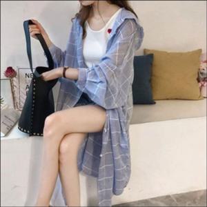 긴팔셔츠 체크무늬 원피스 후드 셔츠 후드셔츠 셔츠원피스 롱후드셔츠 롱기장