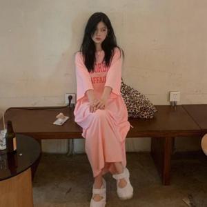 홈웨어원피스 박스 캐주얼 깔끔한원피스 반팔 캐주얼원피스 여자티셔츠원피스