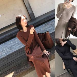 골지 데일리 이쁜 니트 여성 롱원피스