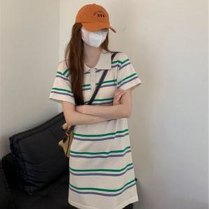 여름원피스 쉬폰원피스 오피스룩원피스 카라 스트라이프 미니원피스