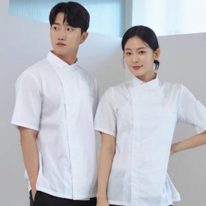 화이트 하프 크로스넥 조리사복 요리사복 위생복 주방장 유니폼 여름조리복 식당