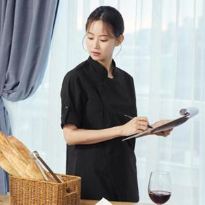 블랙 히든스냅 요리사복 조리복 쉐프복 주방장 유니폼 조리사복 상의요리복 반팔
