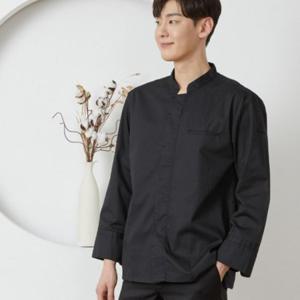 블랙 셔츠형 조리복 쉐프웨어 셰프복 유니폼 주방가운 주방장 요리사옷 히든스냅