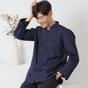 네이비 긴팔 일식복 일식가운 일식조리복 초밥집 오마카세 히든스냅 쿨스판 위생