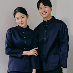 네이비 스탠딩카라 요리복 조리사복 조리복 주방장 셰프복 긴팔 상의 호텔 양식