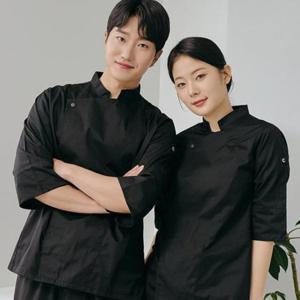 블랙 스퀘어카라 7부 요리사복 칠부조리복 주방유니폼 쉐프복 주방복 양식 중식