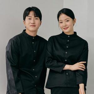블랙 스탠딩카라 조리사복 위생복 조리복 주방가운 셰프웨어 유니폼 주방장 긴팔