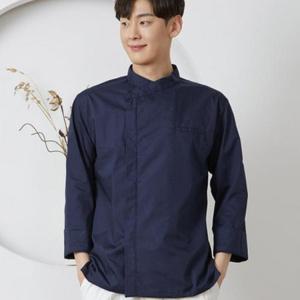 네이비 하프 크로스넥 주방복 일식복 일식가운 요리사복 유니폼 긴팔 오마카세