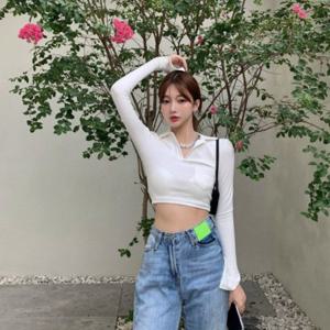 여자흰티 가슴포켓 크롭티 카라티 여자빅사이즈반팔티 여자반팔면티