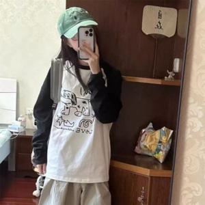 긴팔티셔츠 배색티셔츠 여성티셔츠 기본티 겨울티셔츠 가을티셔츠 긴팔티