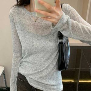 노브라티 긴팔 여성롱티셔츠 시스루티셔츠 롱티셔츠 크롭반팔티 여성티셔츠