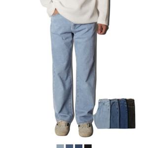 여름 데일리 데님 팬츠룩 남성 와이드핏 스판 남자 청바지 남자와 오버핏 연청 남자중