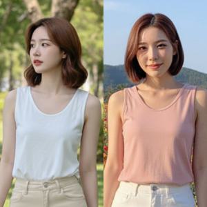 여성 레이어드 면 린넨 나시티 여름 민소매 이너 티셔츠