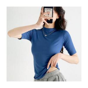 루미나D 모달 여름 소매5부 얇은 찰랑 스판 이너 반목 반팔티