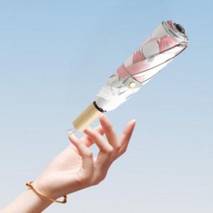 D 귀여운 우드 손잡이 양산 접이식 우산 휴대용 플라워
