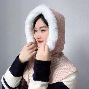 니트 부클 후드 여자겨울후드모자 바라클라바 넥워머 여자넥워머 후드 니트