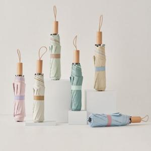 3단 수동 투톤 우드 손잡이 암막 양우산 양산 우산