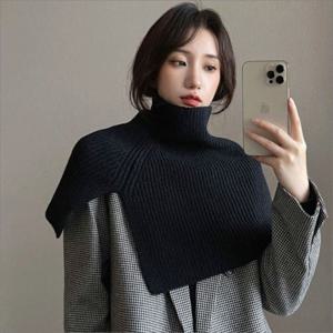 2색 터틀넥 여성 여성스카프 넥워머 니트케이프 어깨숄 레이어드 머플러