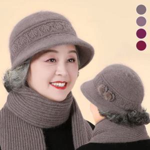 방한 할머니겨울모자 중년여성모자 여자겨울모자 니트모자 겨울모자 꽃장식