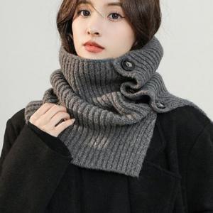 케이프 숏머플러 버튼 캐시미어목도리 방한용 니트머플러 넥밴드 밍크목도리