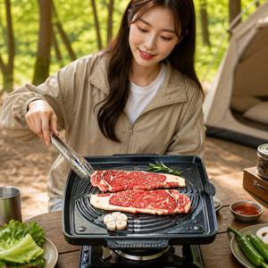 썬터치 캠핑 고기불판 휴대용 돌판 구이팬 345x 사각 조리판
